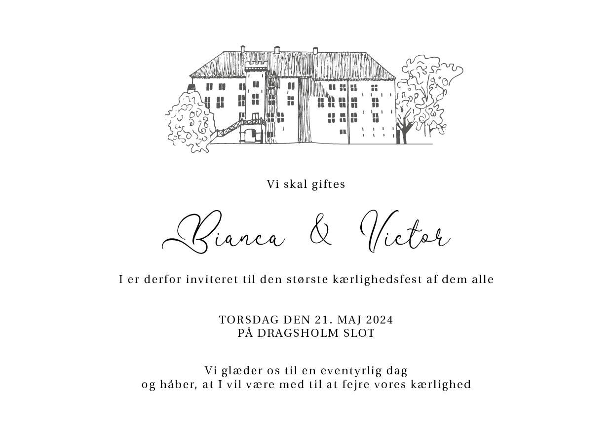 Invitationer - Dragsholm Slot Bryllupsinvitation